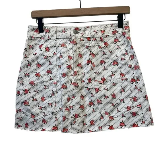 RE/DONE Originals Cargo Rose Print Denim Mini Skirt Size 25 - Picture 3 of 10